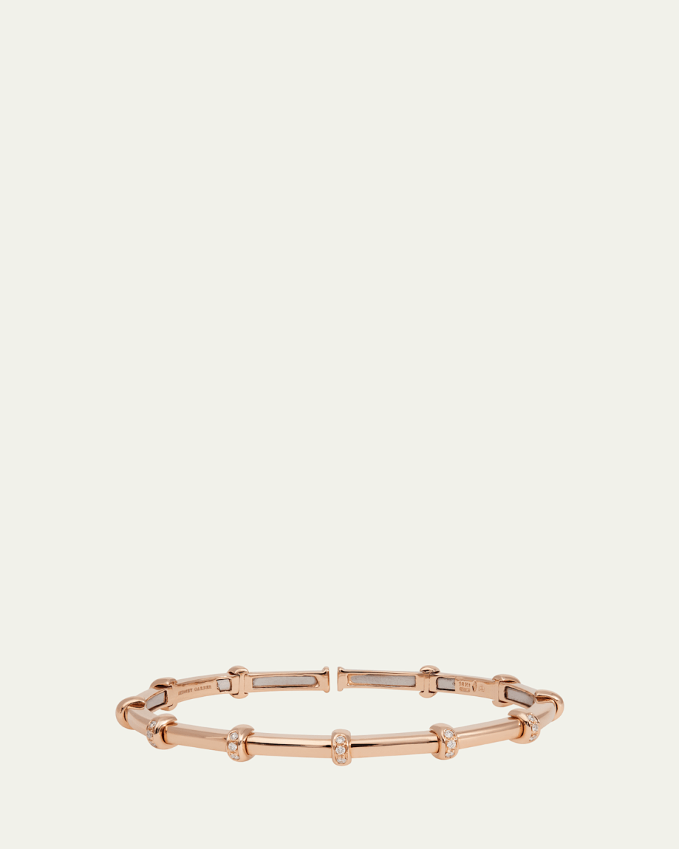 Carly 18K Rose Gold Diamond Small Dome Bangle Bracelet